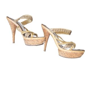 Boston Proper Tan Heeled Sandals with Platform